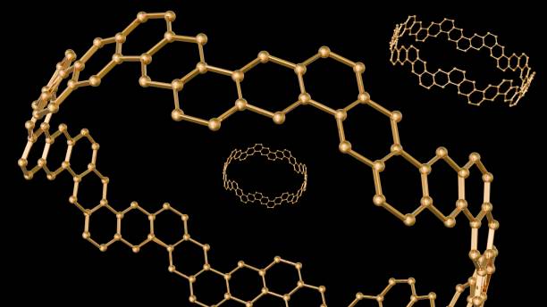 istock 3D rendering of gold nanobelt structure. 2197678291