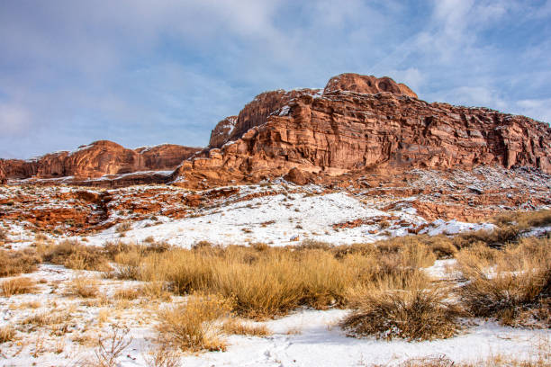 istock The red sandstone near Moab, Utah with a dusting of winter snow. 2197683051