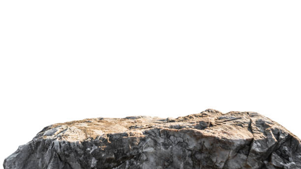 istock Rock isolated, Stone podium, Cliff mountain on white backgrounds well material design exhibition platform and Space montage your product display, Clipping path 2197689935