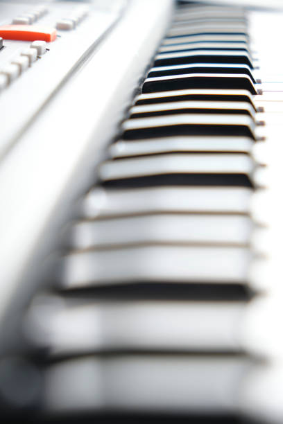 Black and white keys on synthesizer closeup