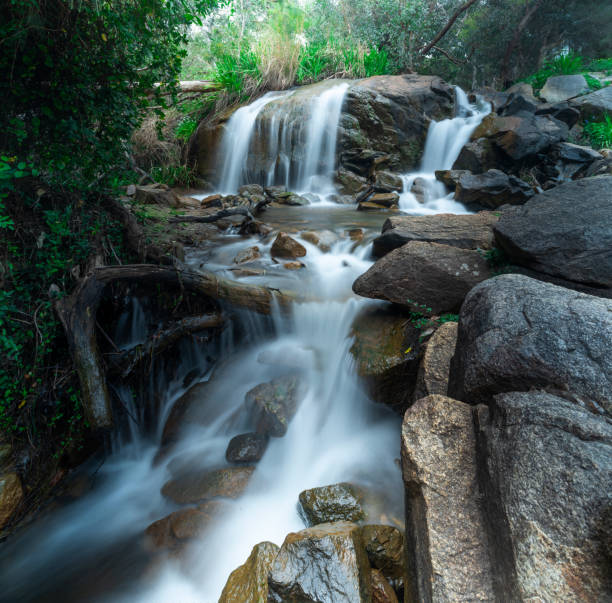 waterfall in the forest with rocks and trees in Perth, Western Australia, Australia