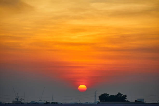 Silhouette of sunset over city in Bangkok, Bangkok, Thailand