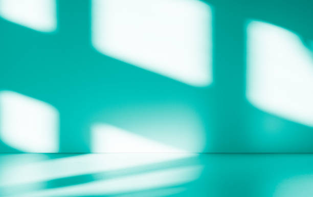 istock Studio style background wall decoration presentation uses white and green tones. with shadows cast from a nearby window, concept creating a decorative 2197703260