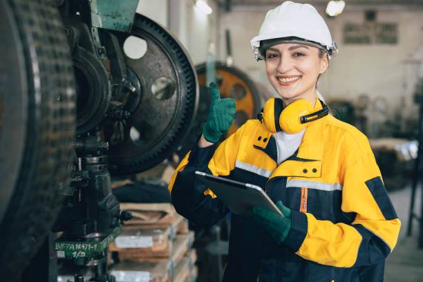 istock portrait professional engineer women working service maintenance heavy industry machine 2197703295