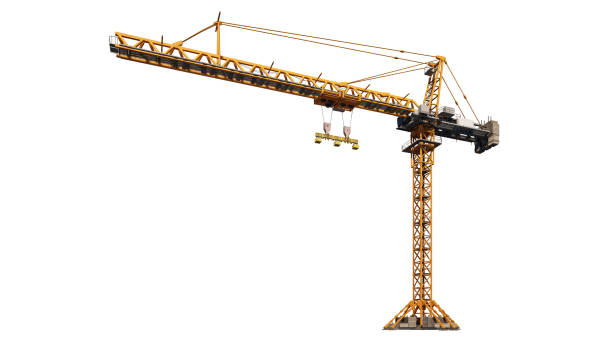 xây dựng cần cẩu tháp cách ly trên đường màu trắng, cắt - cần trục hình ảnh sẵn có, bức ảnh & hình ảnh trả phí bản quyền một lần