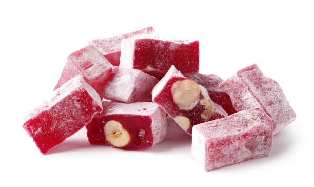 istock Turkish delight with hazelnuts displayed on a white background showcasing sweet confectionery 2197709842