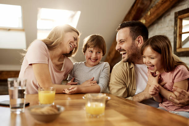 istock Cheerful family having fun together at home. 2197716670