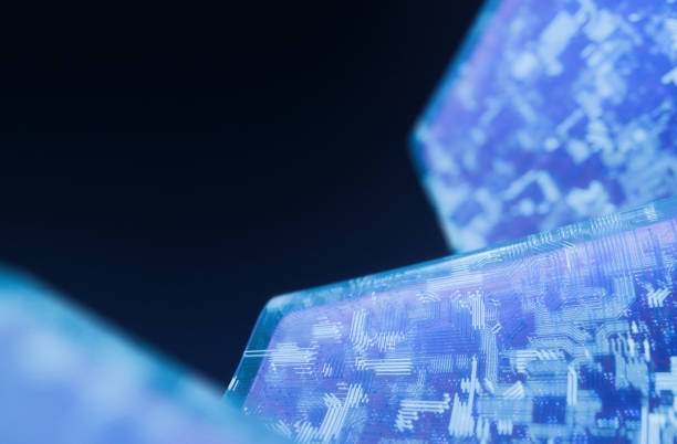 istock Futuristic circuit board with glowing connections in blue 2197723793