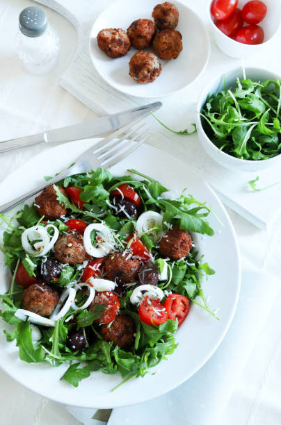 istock Fresh salad with meat balls and vegetables. 2197731888