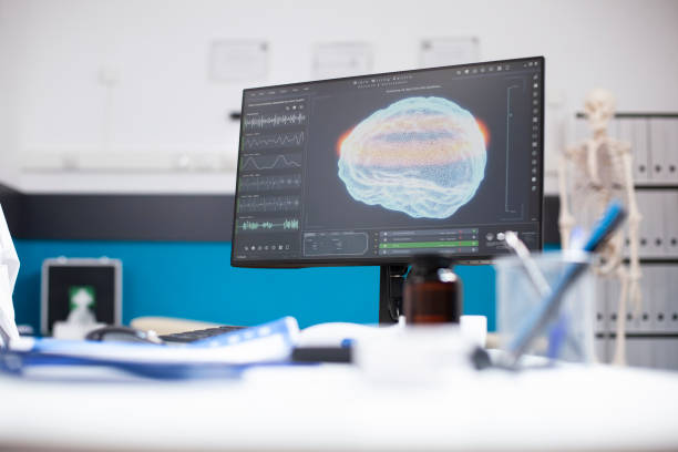 istock Desktop monitor displaying brain imaging 2197732528