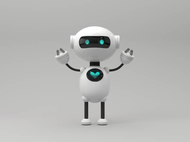 istock Friendly cute cartoon robot - 3d render. Customer support chatbot, online consultant, assistant. 2197732797