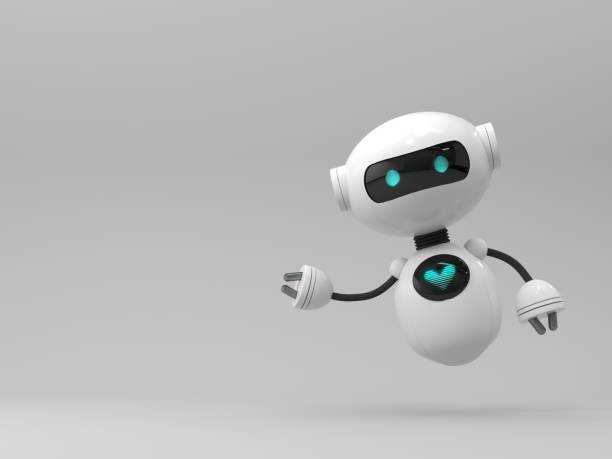 istock Friendly cute cartoon robot - 3d render. Customer support chatbot, online consultant, assistant. 2197732802