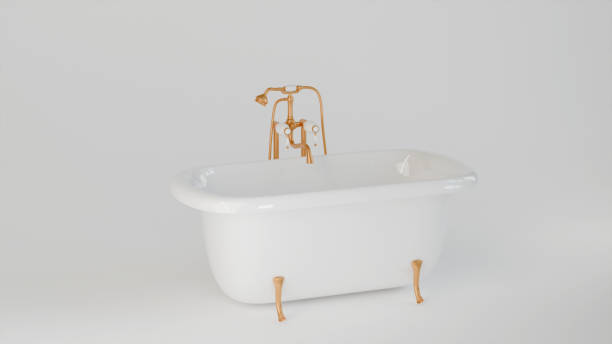 istock 3D model of an antique bathtub on a white background 2197733875