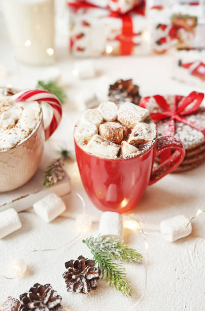 istock Christmas cake and sweets on table. Christmas decorations with lights background. Happy New Year! Christmas greeting card. Winter card template. Xmas concept. Holiday Banner. Feast of Nativity. 2197735038
