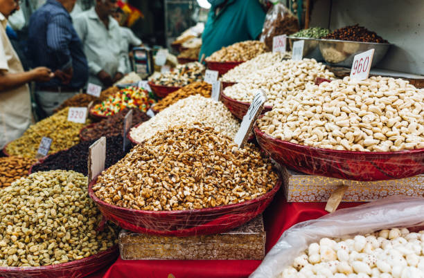 istock Assorted Nuts and Dried Goods on Display in an Indian Wholesale Market 2197736778