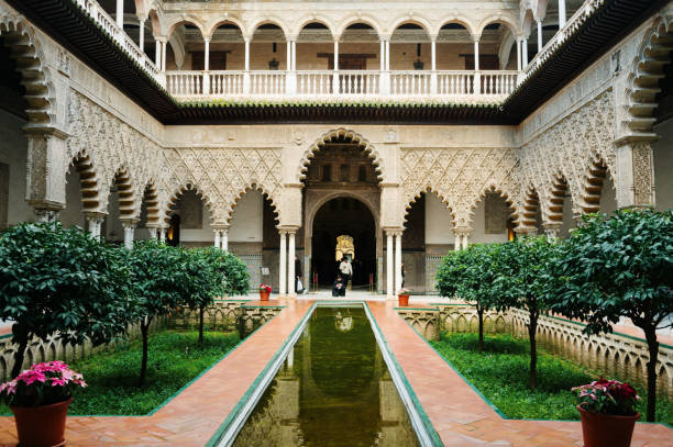 fountain in morocco africa old antique construction  mousque palace