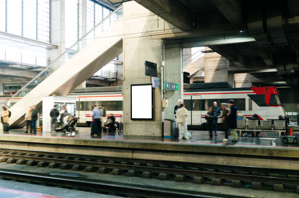 istock Blank billboard in a railroad station 2197740899