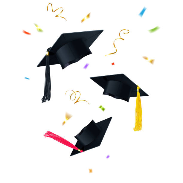 istock Graduation Caps Thrown Into the Sky and Colorful Confetti 2197741587