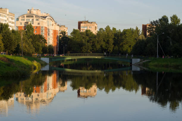 Reflection of a multi-storey building from water