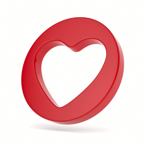 istock Heart into red circle on white background. Isolated 3D illustration 2197743403