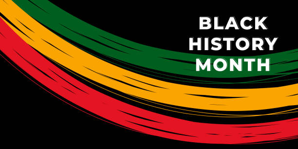 istock Black History Month celebration background with red, yellow, and green brush strokes on black. Pan-African colors. Perfect for cultural and educational designs. Vector illustration 2197749325