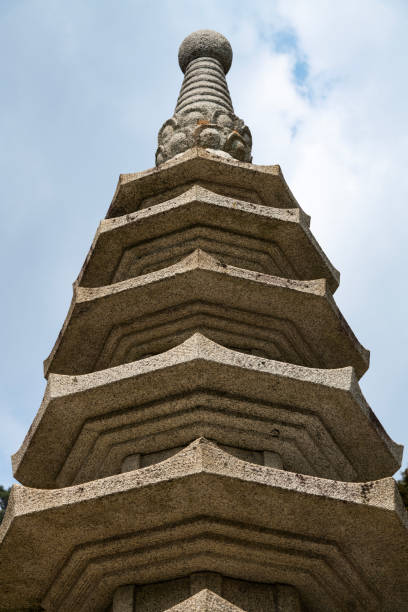 low-angle view of the stone pagoda