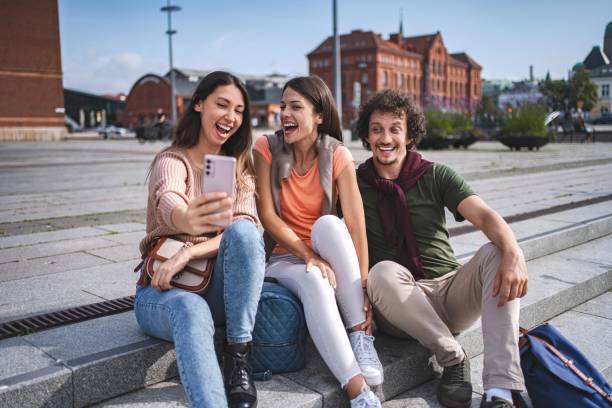 istock Group of young adults taking a selfie in malmo, sweden 2197753884