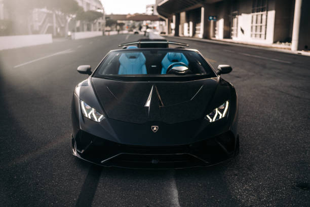 LA, CA, USAJanuary 27, 2025Lamborghini Huracan Performante parked outdoors showing the front of the car