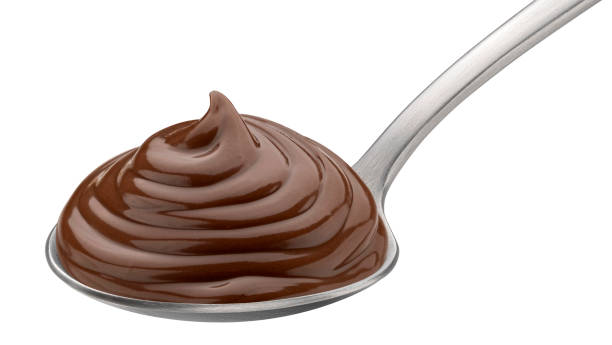 istock Chocolate cream in spoon isolated on white background 2197760445