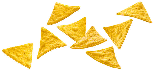 istock Falling nachos isolated on white background with clipping path, collection 2197760451