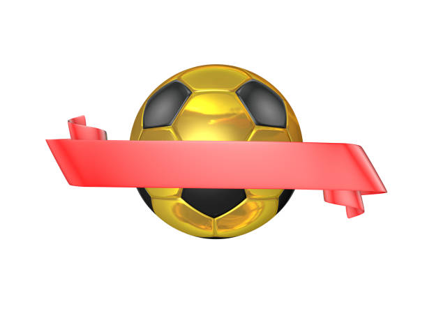 Gold soccer ball with blank ribbon