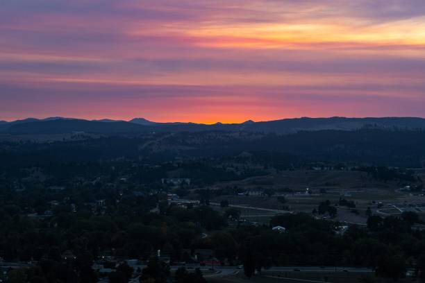 istock Vibrant sunset over mountainous landscape 2197766184