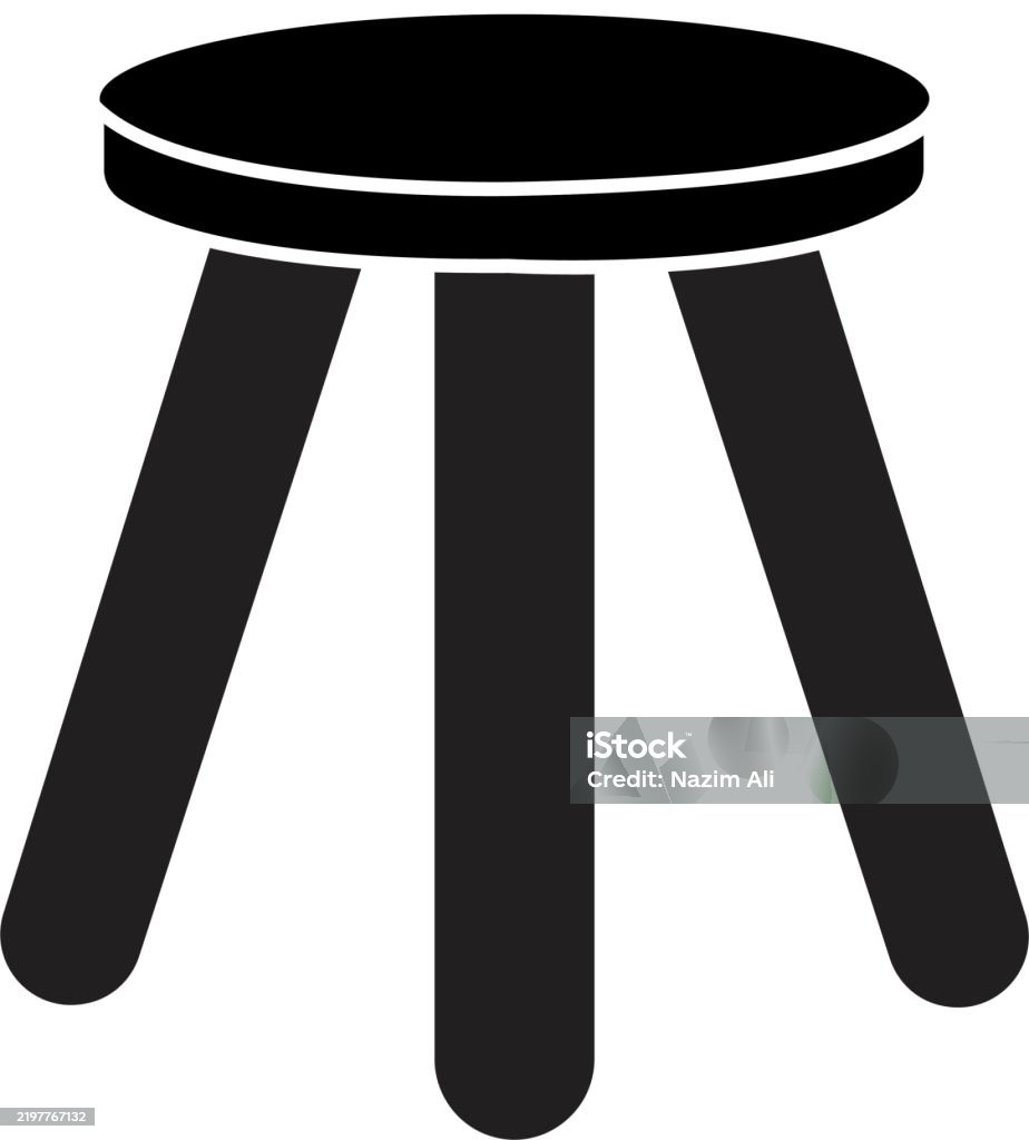 Three Empty Stools Black Flat Stool With Three Legs Colorful Three Legged Stool Isolated ...