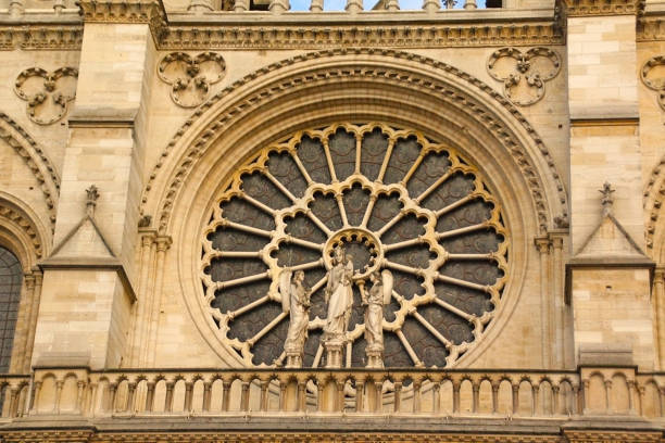istock Intricate rose window on cathedral facade showcasing artistry 2197769015