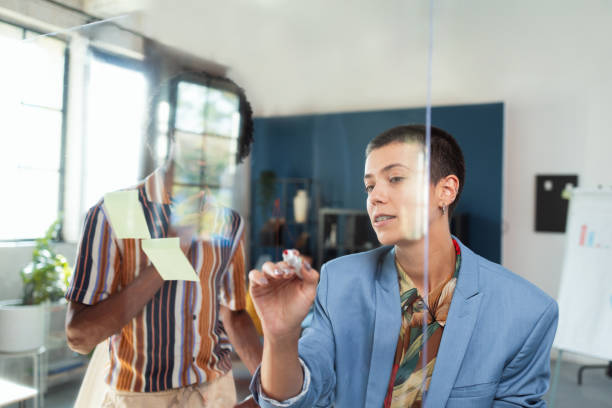 istock Two coworkers from the team brainstorming and creating some new ideas 2197780728