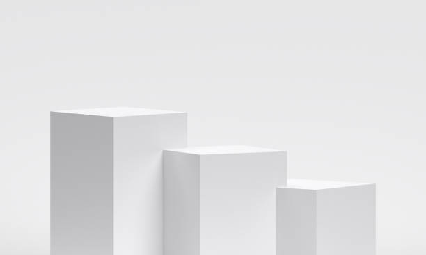 istock White product display podium in studio room, for display presentation 2197784131