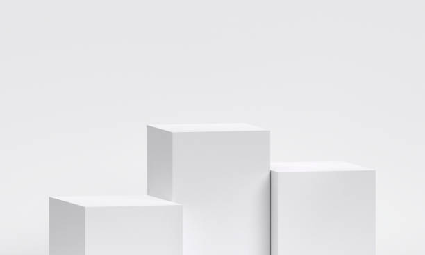 istock White product display podium in studio room, for display presentation 2197784139