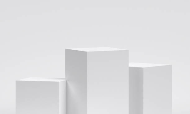 istock White product display podium in studio room, for display presentation 2197784141