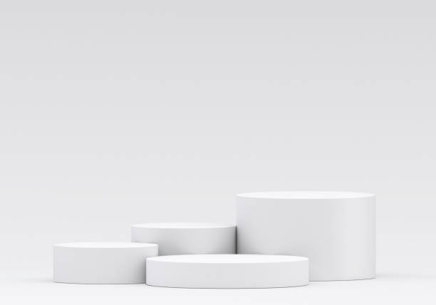 istock White product display podium in studio room, for display presentation 2197784154