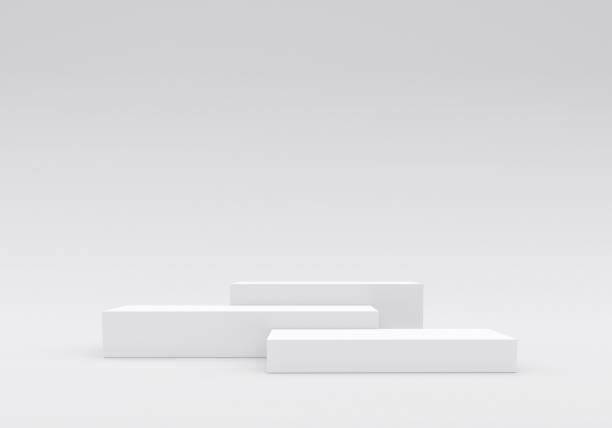White square product display podium in studio room, for display presentation