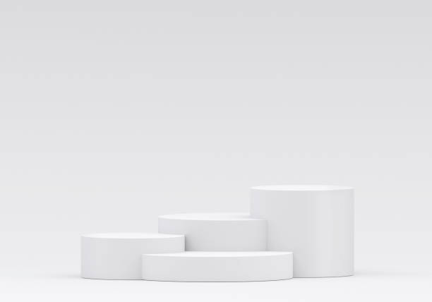 istock White product display podium in studio room, for display presentation 2197785186