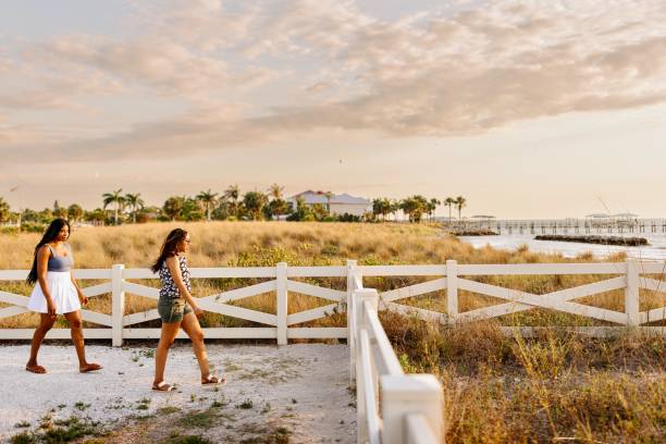istock Lesbian couple walking along the beach 2197786429