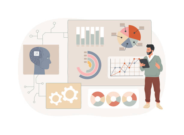 Interactive Data Visualization by AI abstract concept vector illustration. vector art illustration