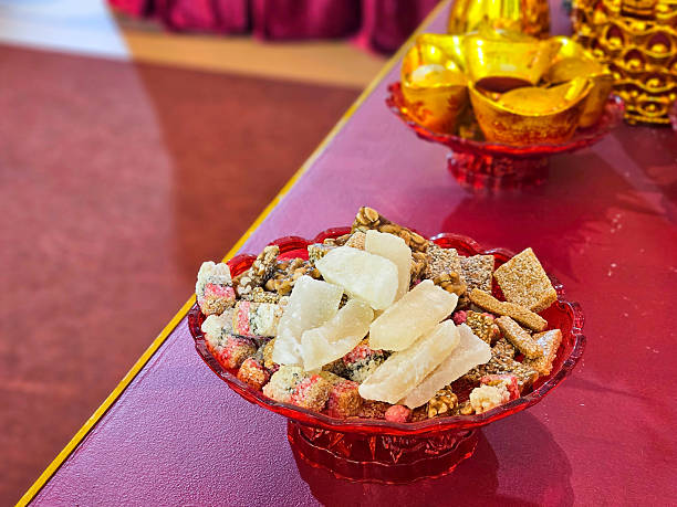 istock Khanom Ka ya sart, Thai dessert, on red plate. 2197788009