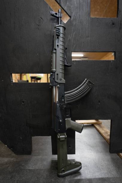 istock Tactical AK carbine rifle in a shooting range. 2197791008