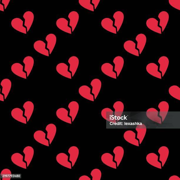 Heartbreeak Pattern Broken Heart Seamless Pattern Vector Heartbreak Background Stock ...
