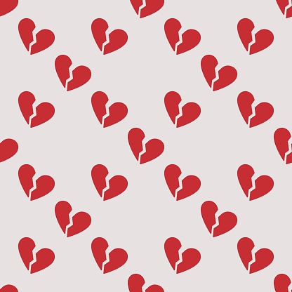 Heartbreeak Pattern Broken Red Heart Seamless Pattern Vector Heartbreak Background Stock ...
