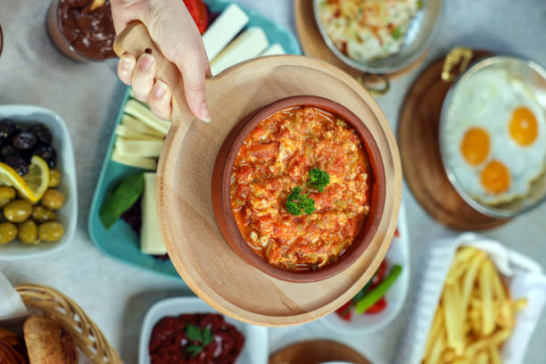 Spread Breakfast and Menemen , Turkish Breakfast Cuisine