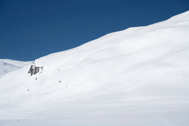 View from a ski slope at Myrkdalen Alpine Ski Resort in Norway, Scandinavia, Europe in winter (April).