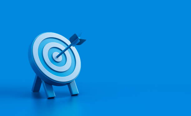 istock Blue Target with Arrow Hitting the Bullseye 2197800095